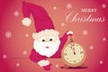 Holiday cards with fir tree and christmas ornament illustration with santa, clock Royalty Free Stock Photo